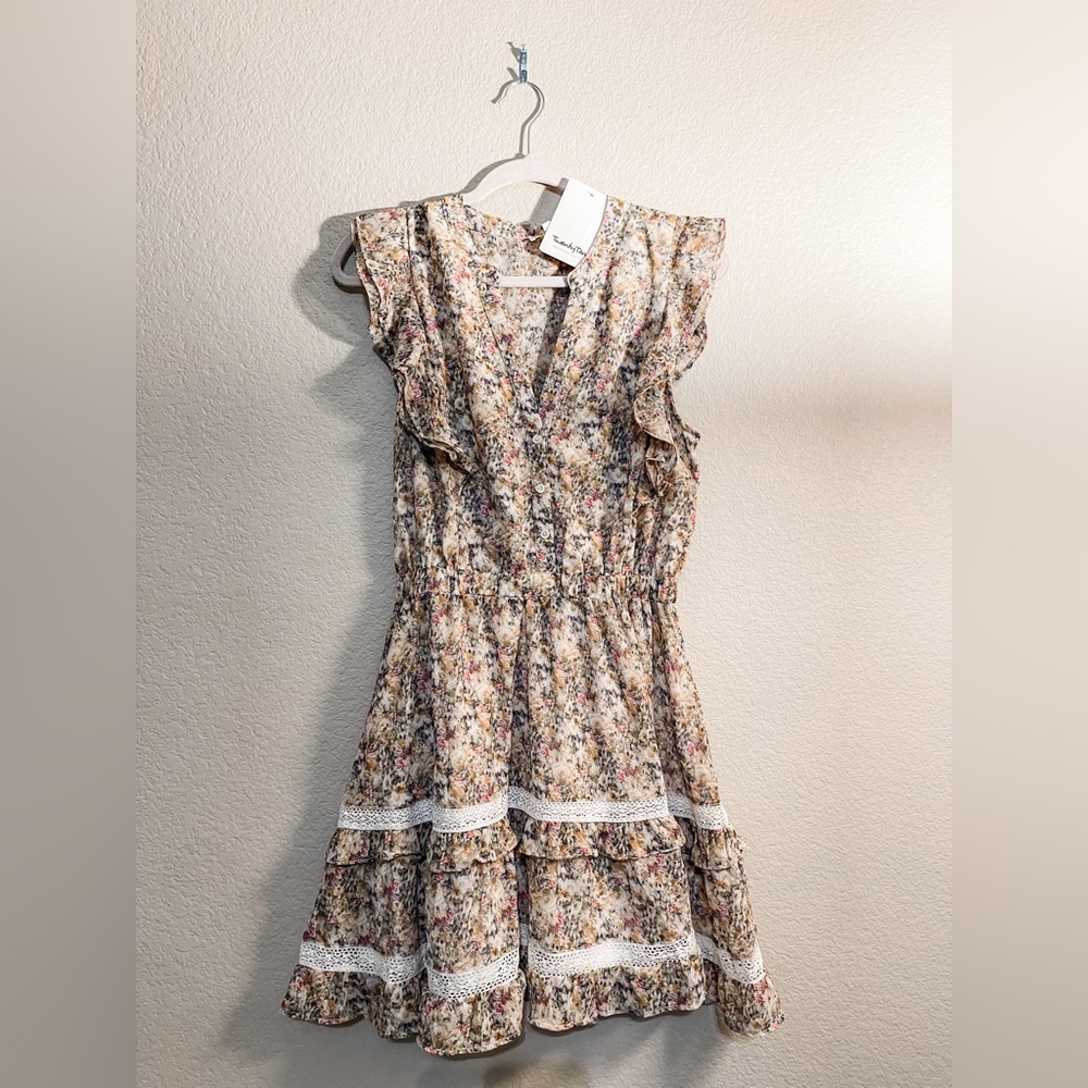 Floral Ruffle Tiered Mini Dress - Cream Floral